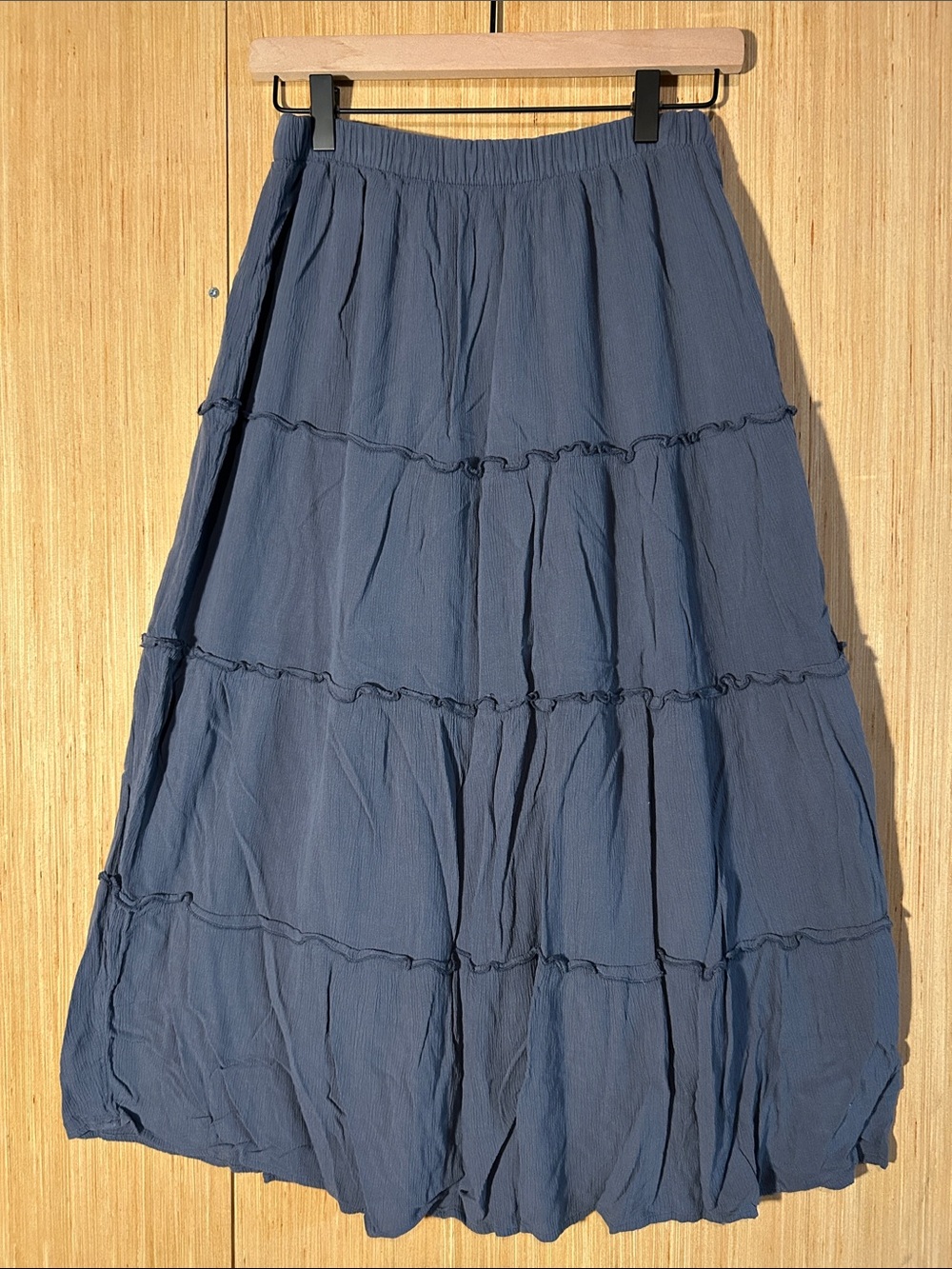 Hollister Slate Blue Tiered Maxi Skirt